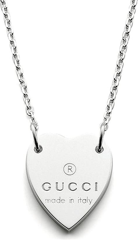 gucci heart silver necklace|Gucci trademark heart silver necklace.